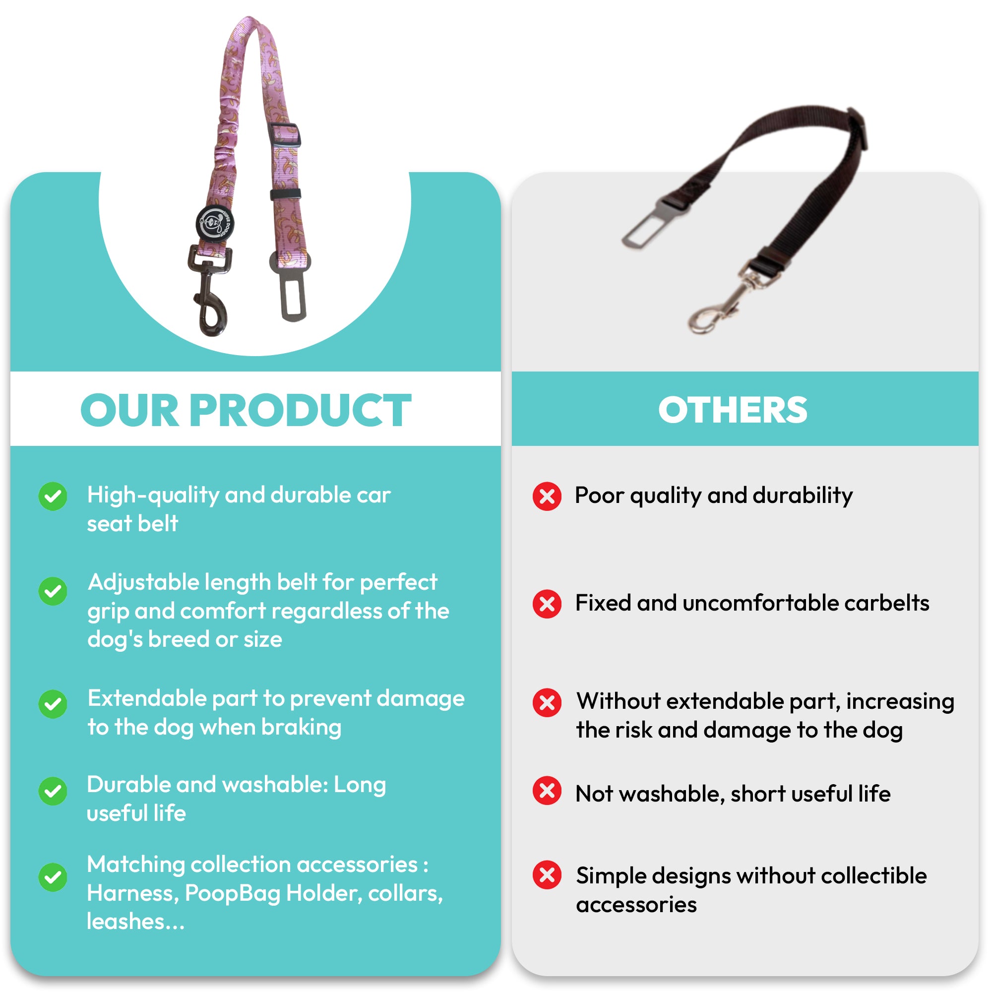 Cinturón de Seguridad Coche Para Perros Pink Bananas