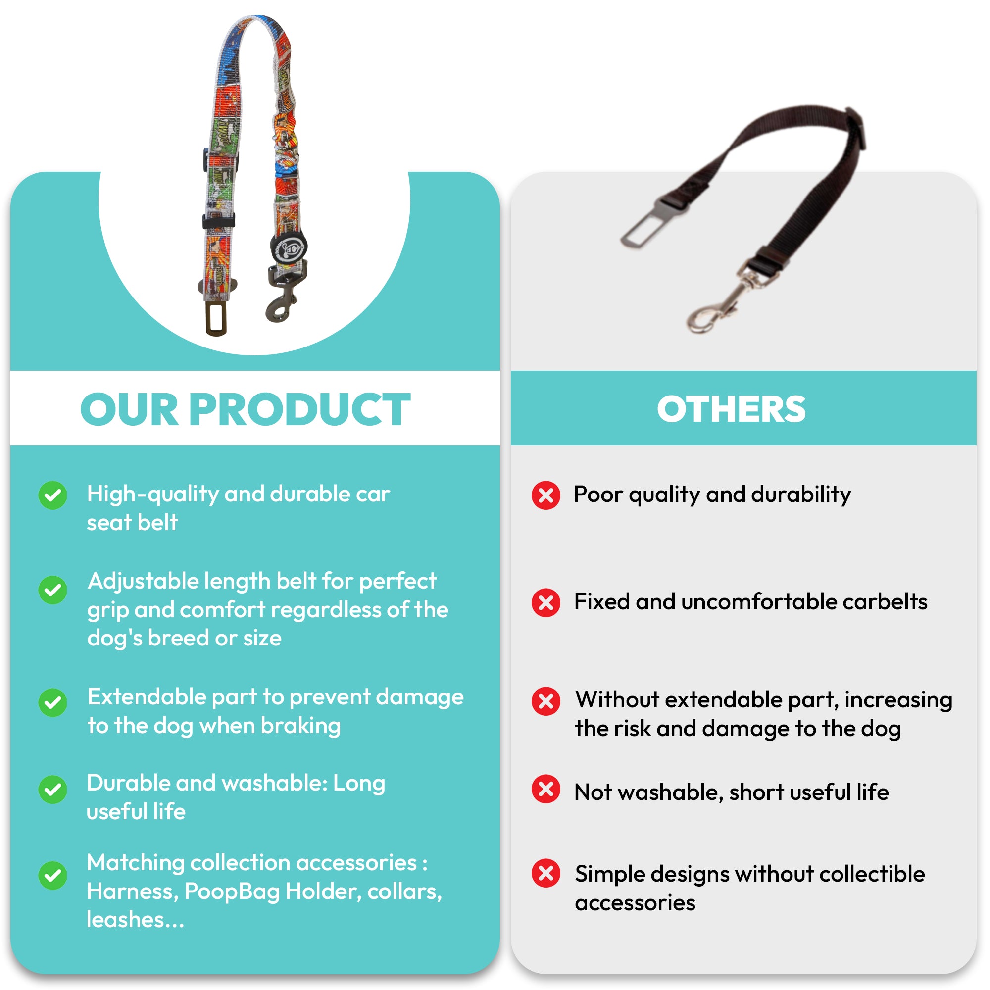 Arnés para Coche Perro | Diseño Cómic Ajustable