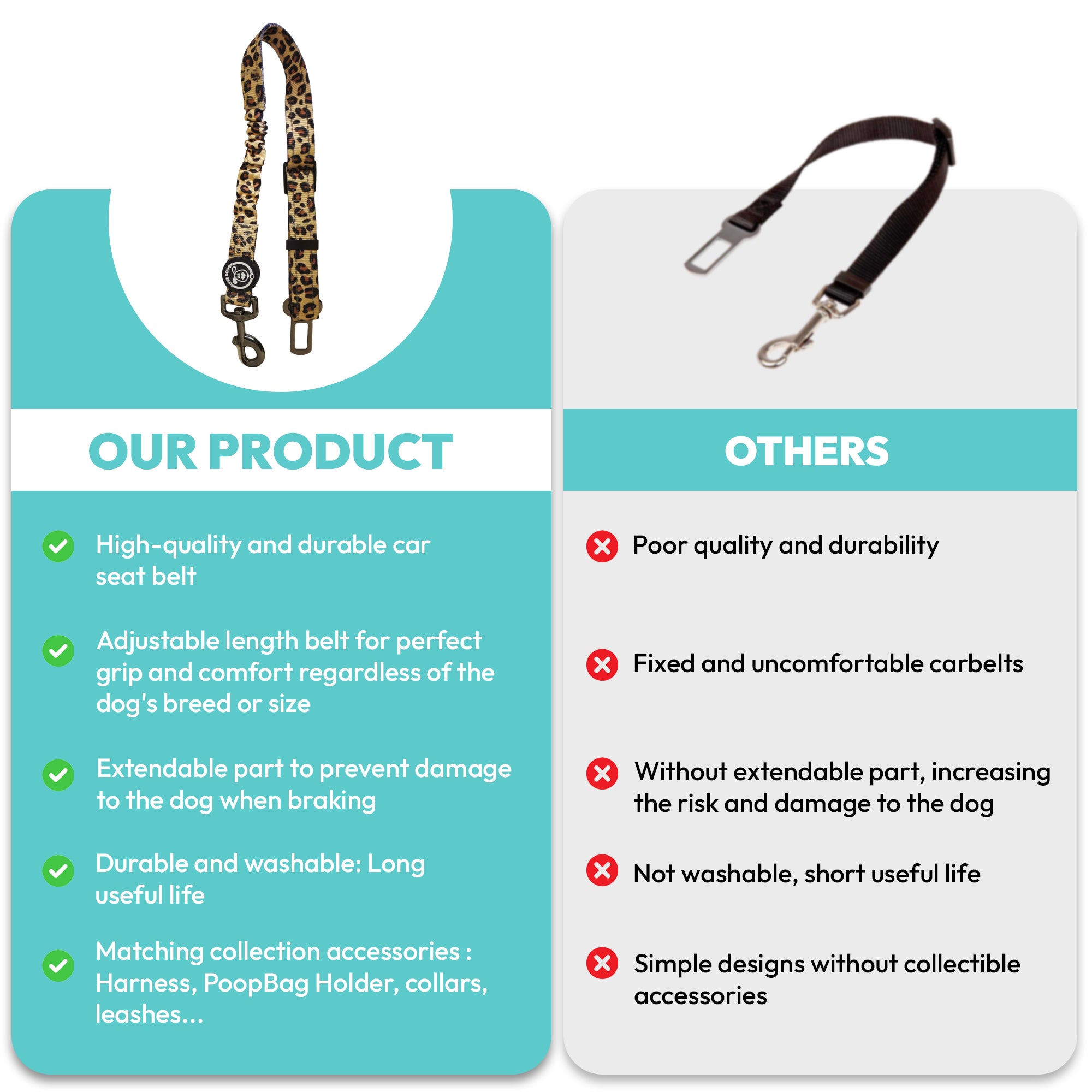 Cinturón de Seguridad Coche Para Perros Leopard