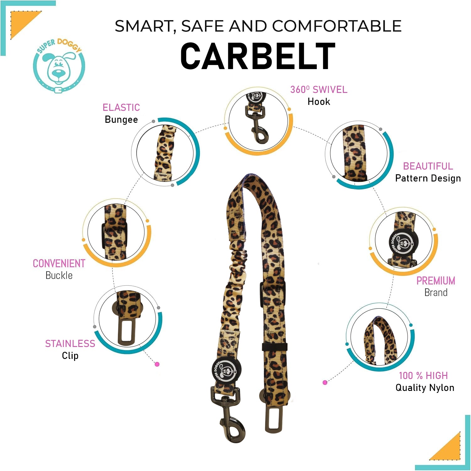 Cinturón de Seguridad para Perros | Estilo Leopardo