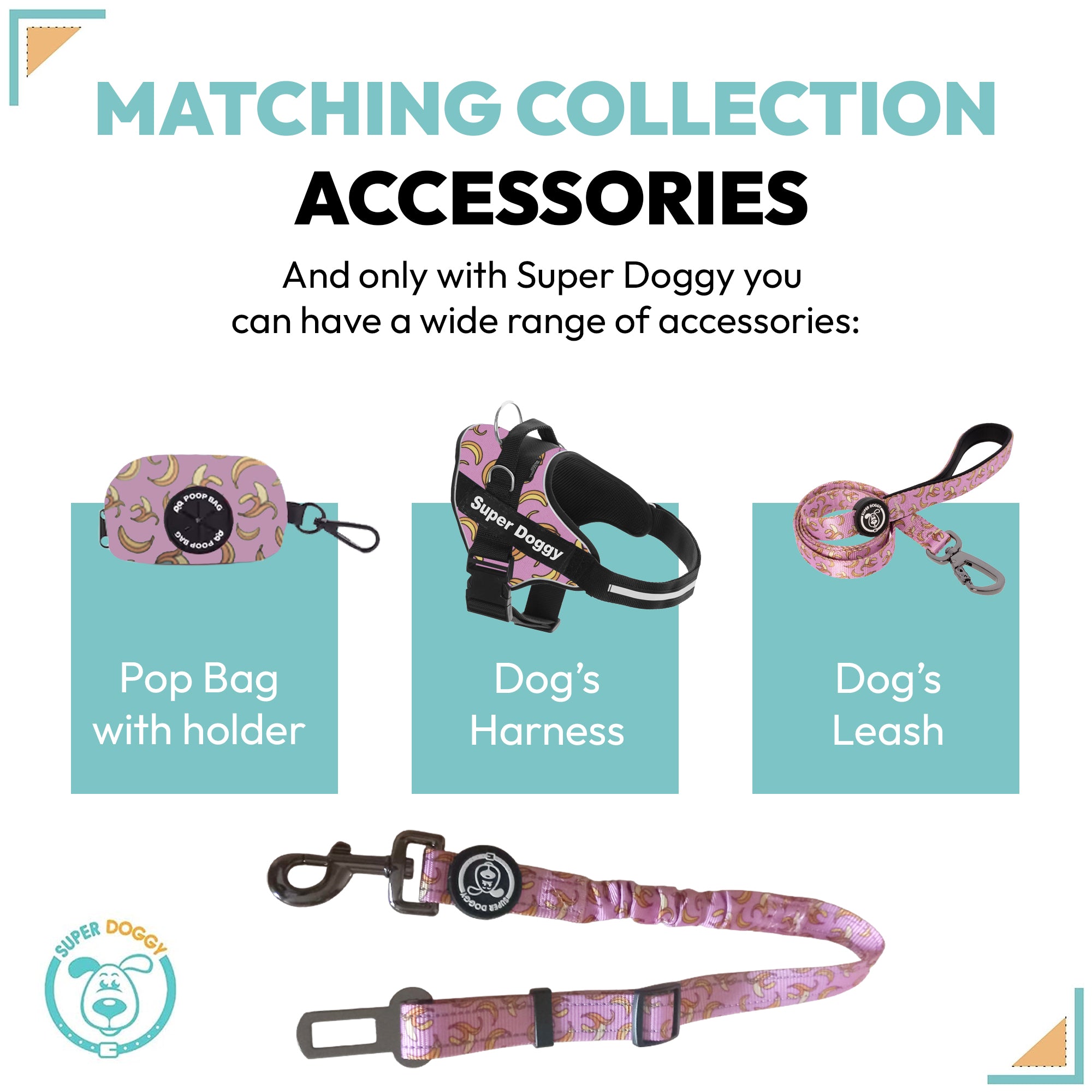 Cinturón de Seguridad Coche Para Perros Pink Bananas