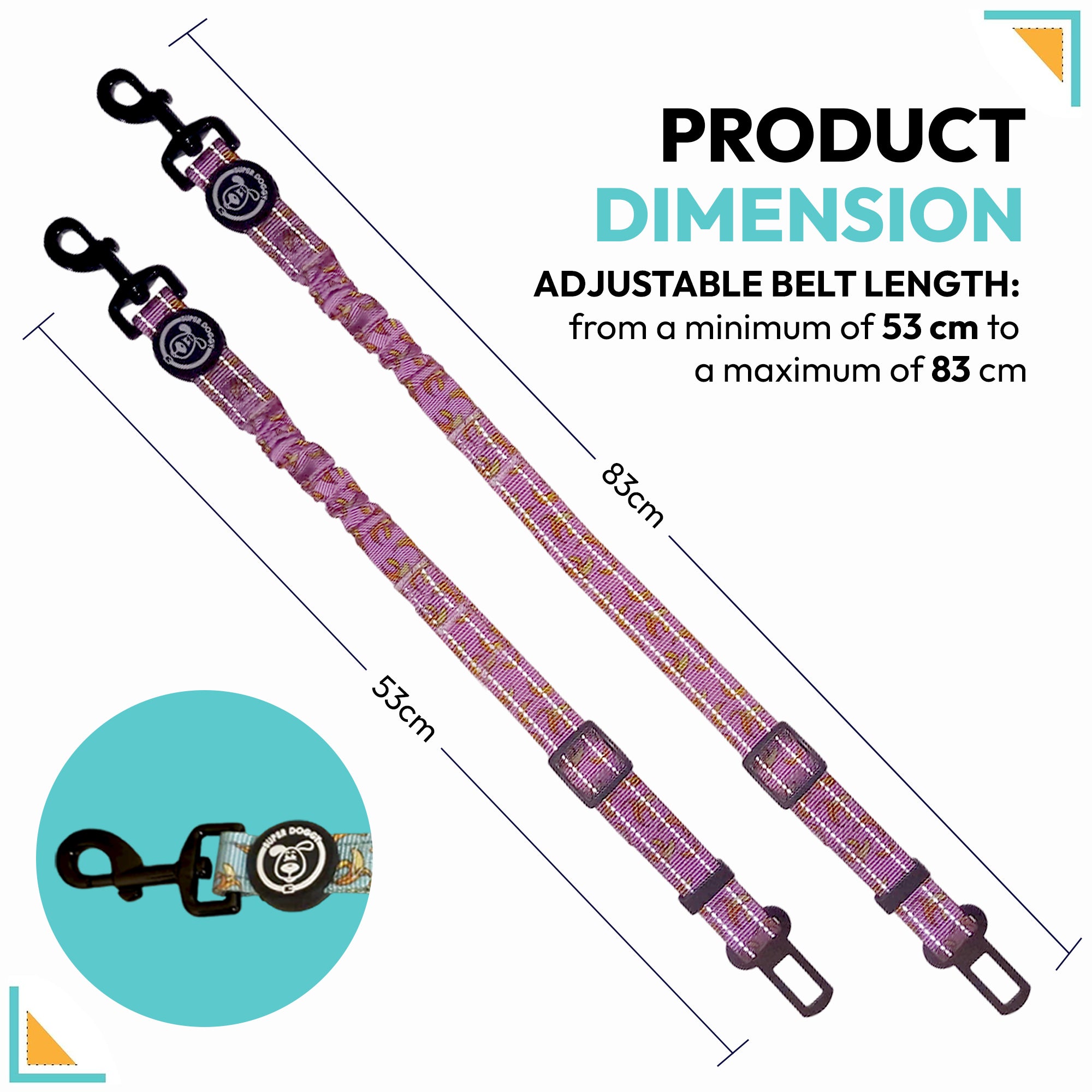 Cinturón de Seguridad Coche Para Perros Pink Bananas