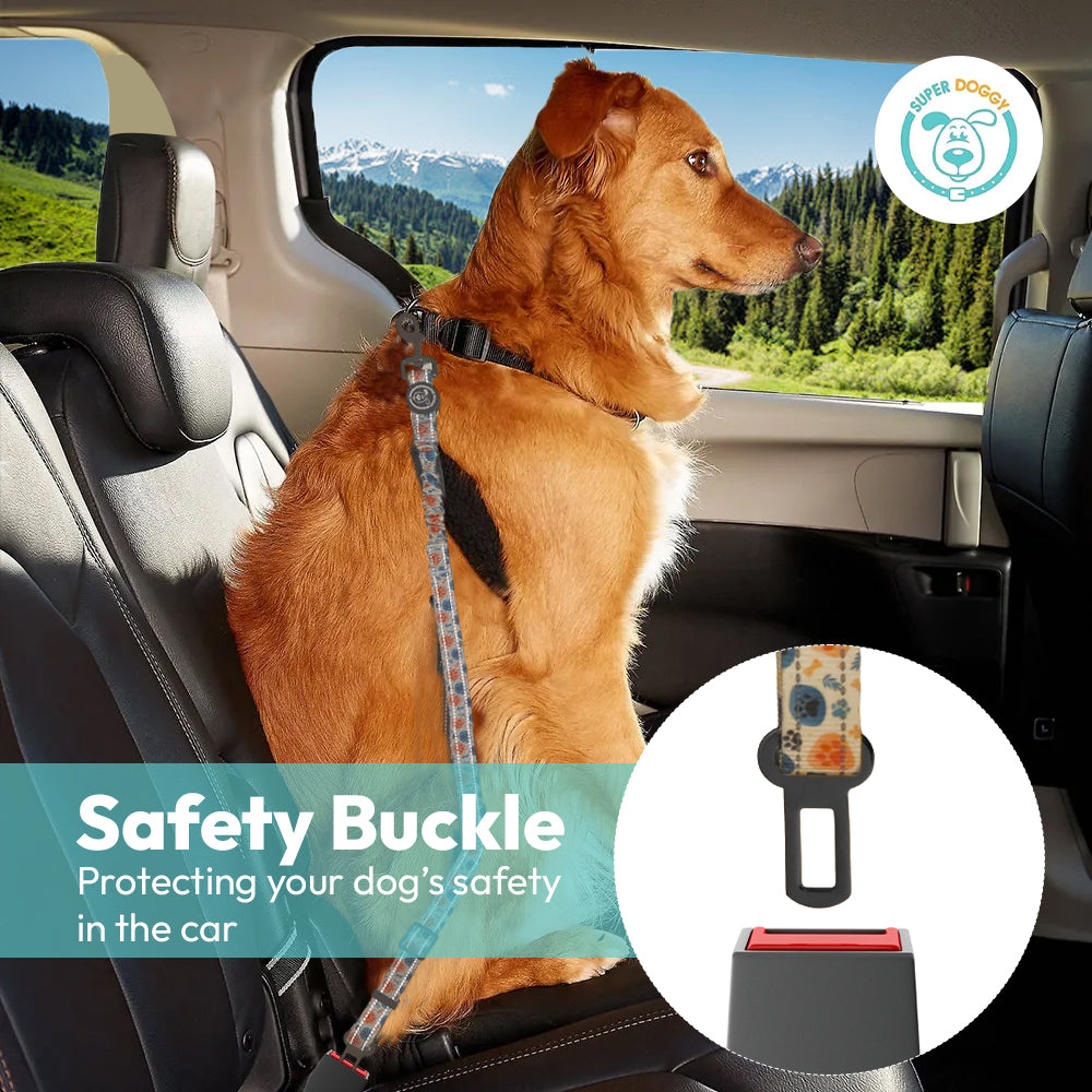 Cinturón Seguridad Perro | Diseño Huesos y Huellas