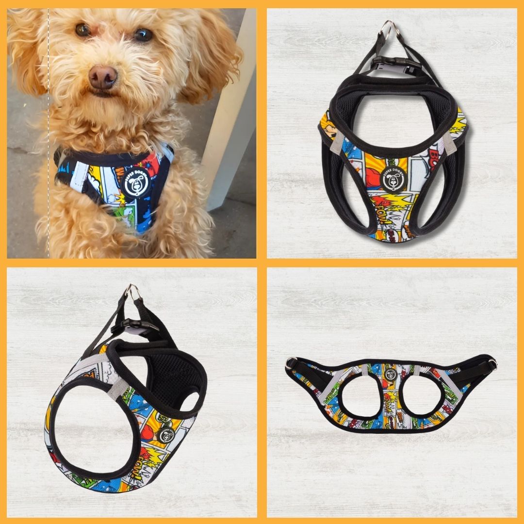 arneses, body, comic, superheroe, arnes, personalizado, perros, accesorios, paseos, perro, super doggy