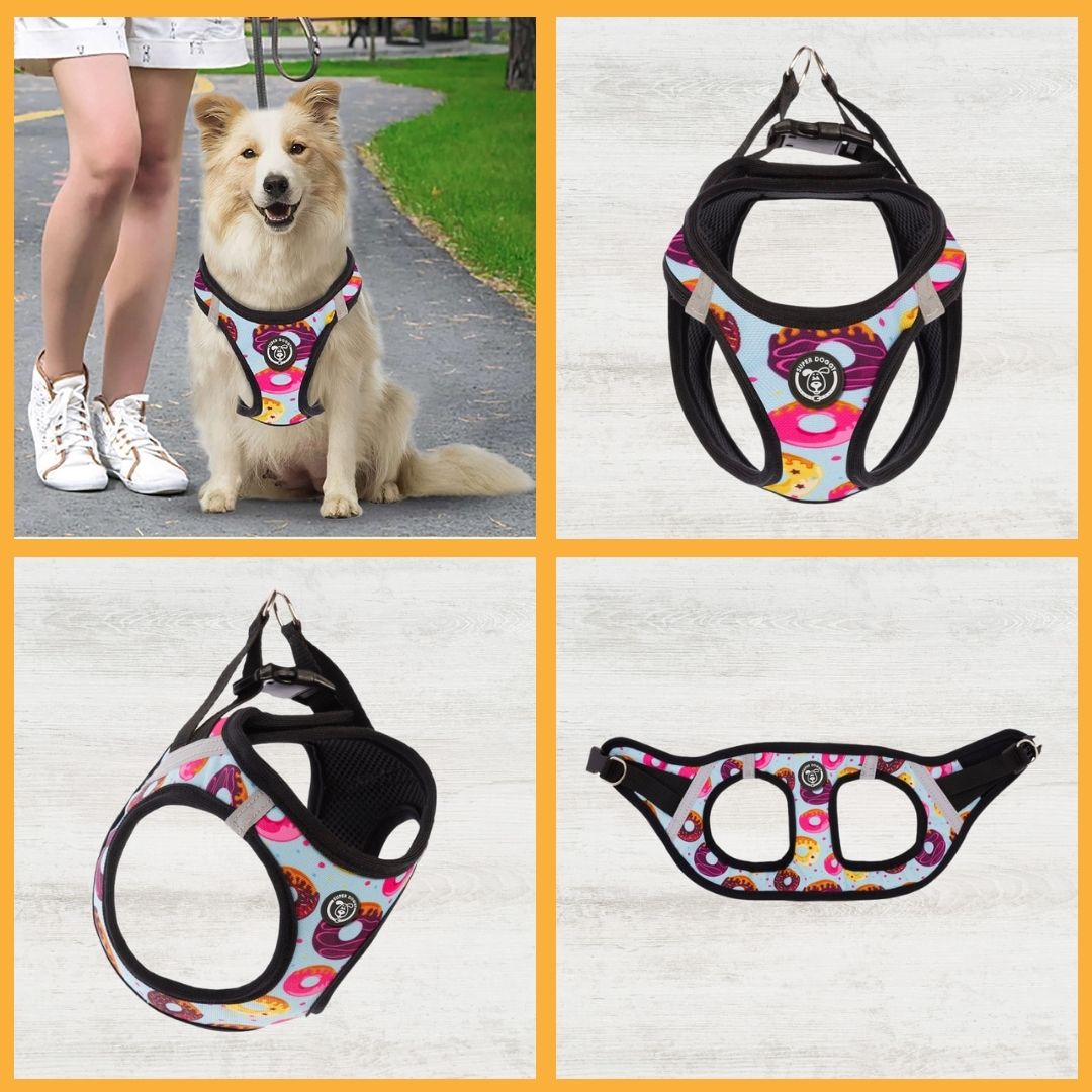 arneses, body, donuts, donas, arnes, personalizado, perros, accesorios, paseos, perro, super doggy
