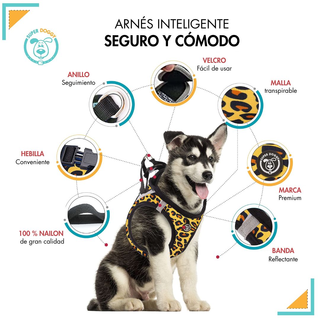 arneses, body, leopard, leopardo, arnes, personalizado, perros, accesorios, paseos, perro, super doggy