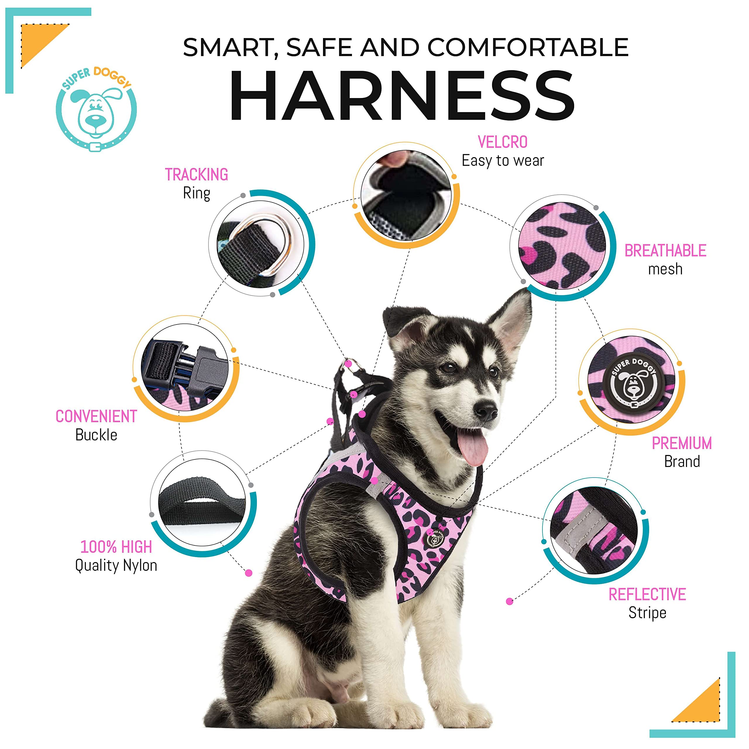 arneses, pink, leopard, leopardo, rosado, body, arnes, personalizado, perros, accesorios, paseos, perro, super doggy