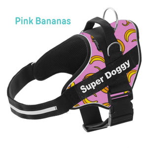 personaliza el Arnés Pro Pink Bananas de tu perro con su nombre