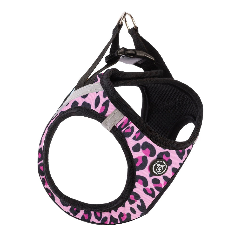 arneses, leopardo, rosa, leopard, rosa, body, arnes, personalizado, perros, accesorios, paseos, perro, super doggy