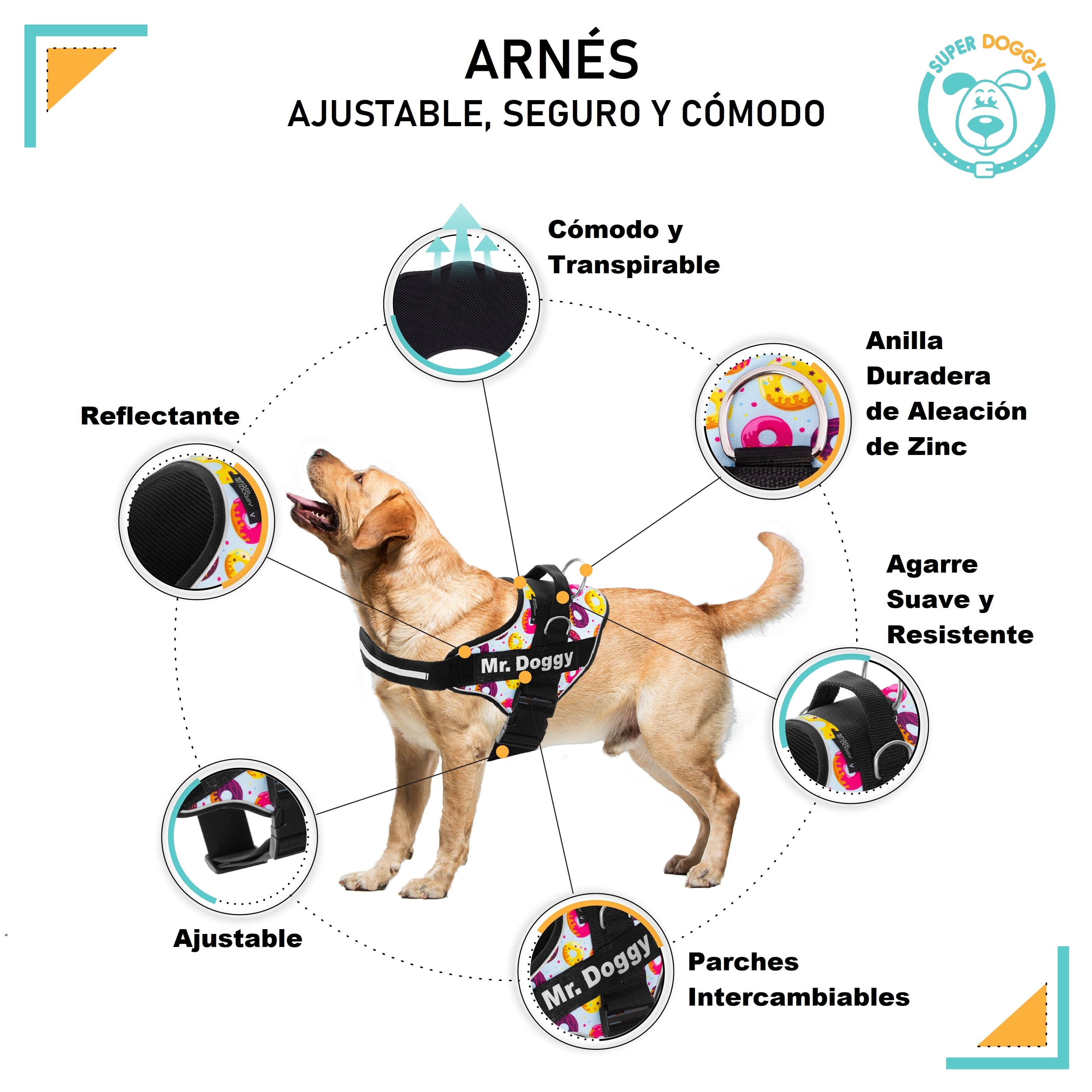 arneses, personalizados, pro, donuts, donas, arnes, personalizado, perros, gatos, gato, accesorios, paseos, perro, super doggy