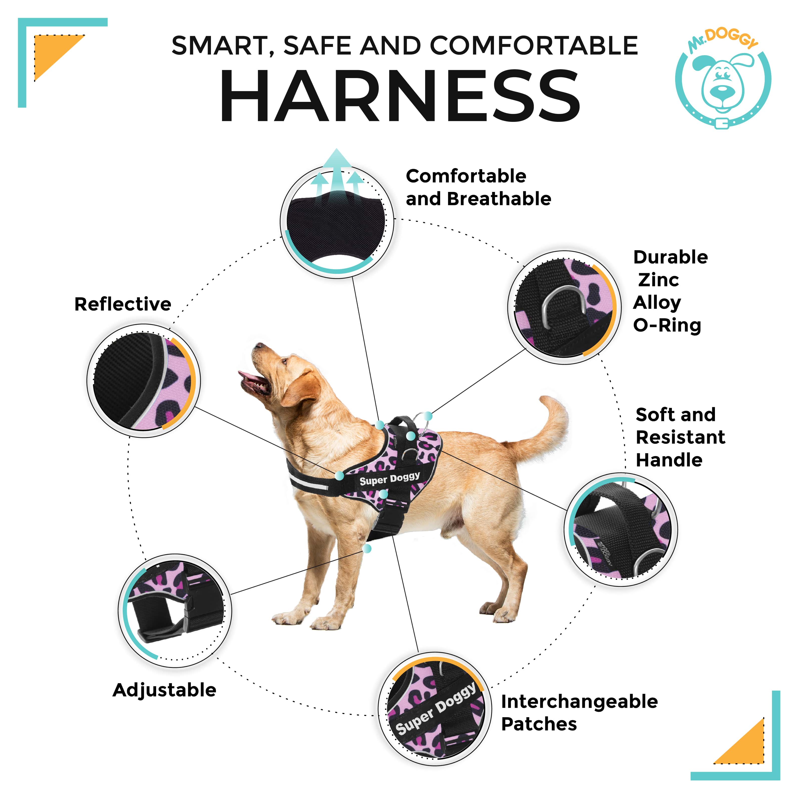 arneses, personalizados, pro, leopardo, rosa, arnes, personalizado, perros, gatos, gato, accesorios, paseos, perro, super doggy