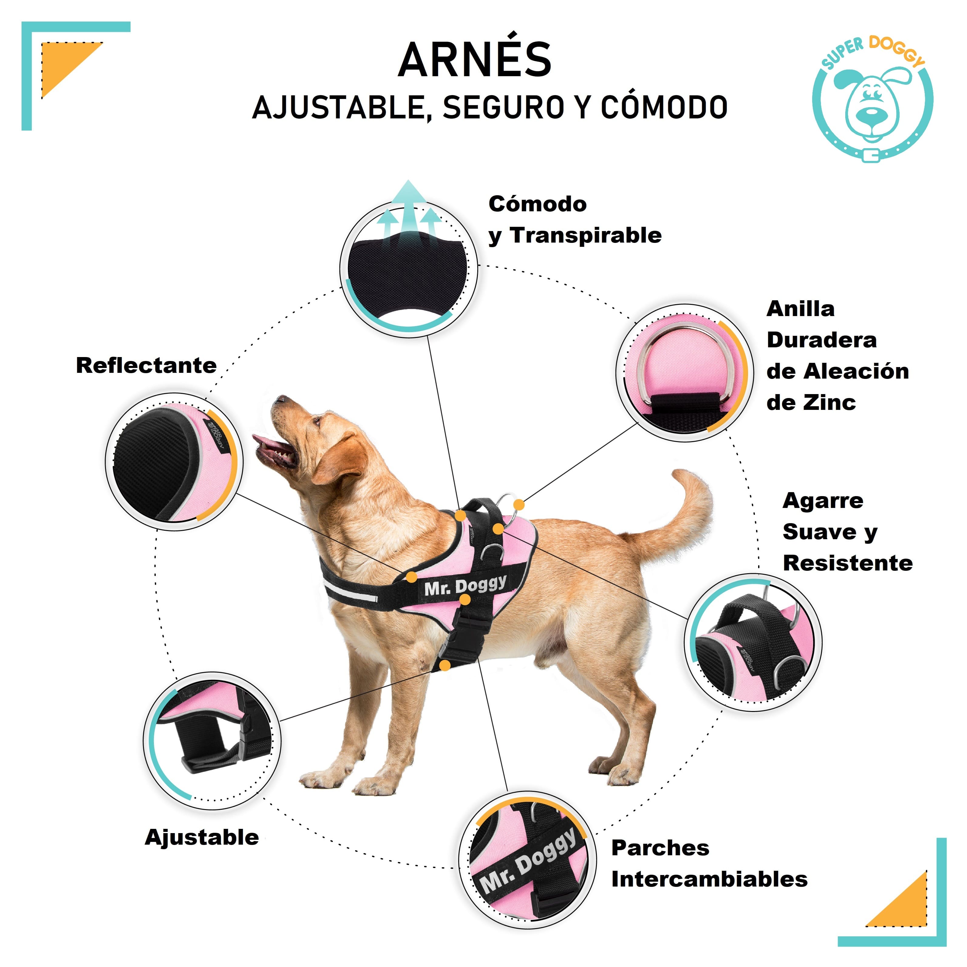 arneses, personalizados, pro, rosa, rosado, arnes, personalizado, perros, gatos, gato, accesorios, paseos, perro, super doggy