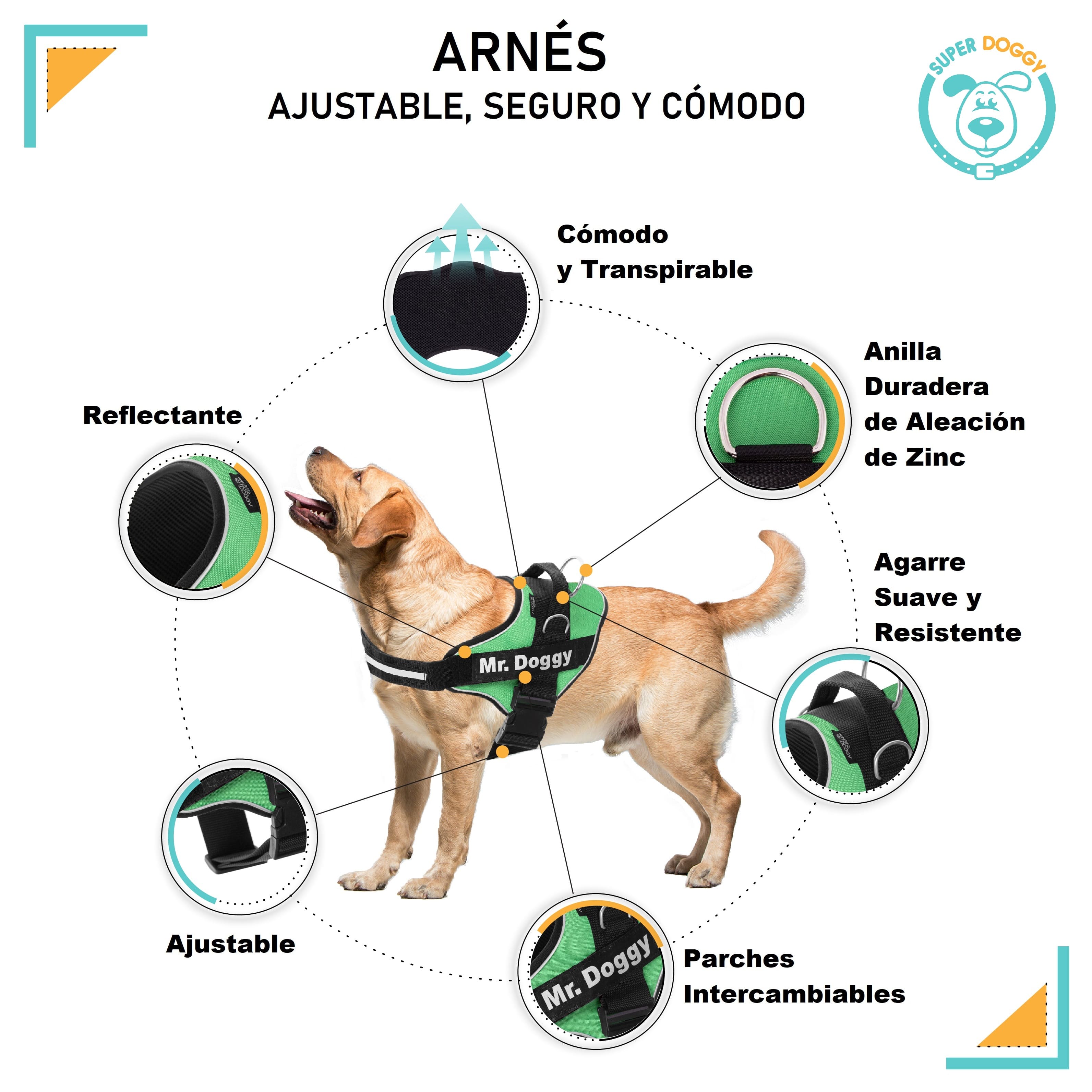arneses, personalizados, pro, verde, green, arnes, personalizado, perros, gatos, gato, accesorios, paseos, perro, super doggy