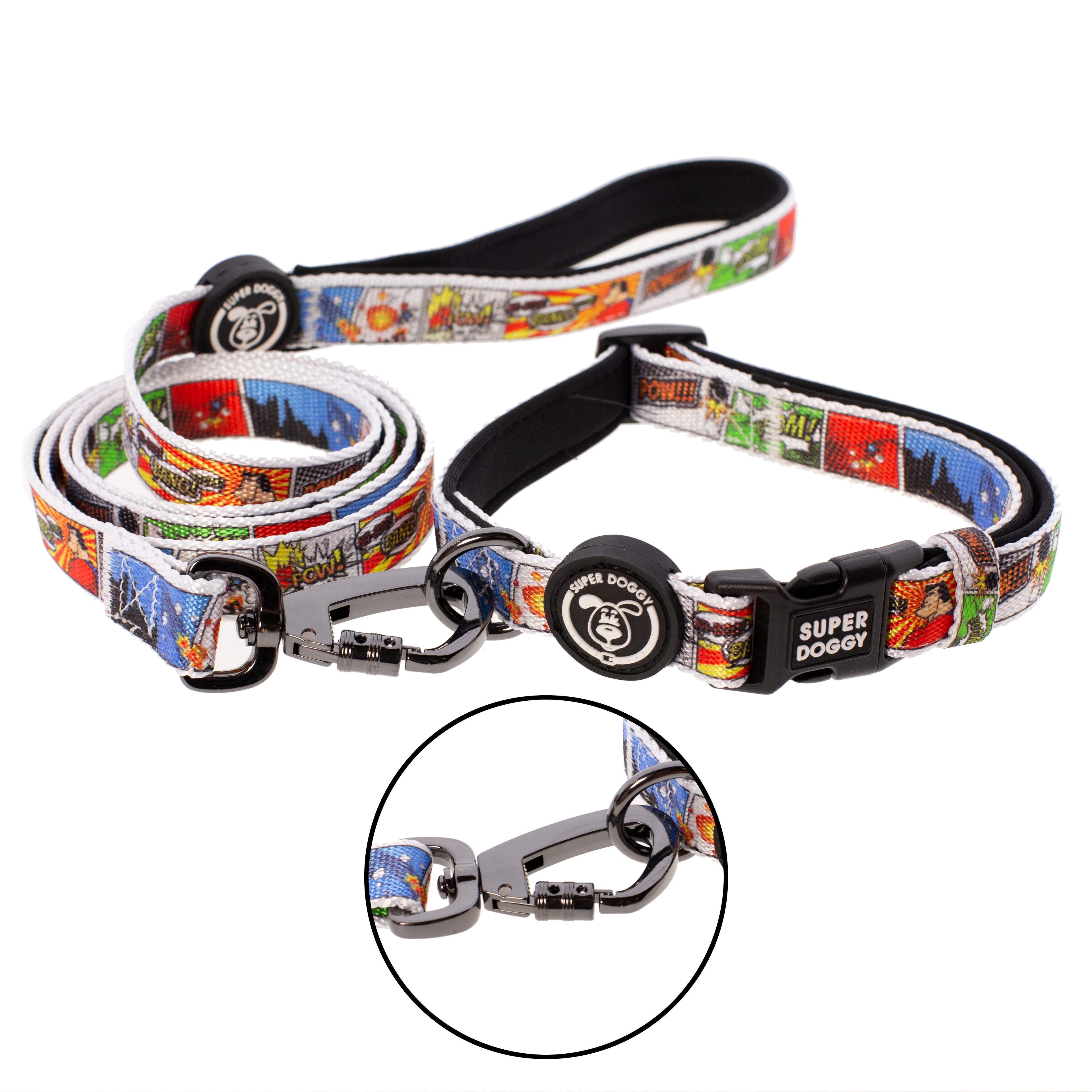 collar, correa, comic, arnes, personalizado, perros, accesorios, paseos, perro, super doggy