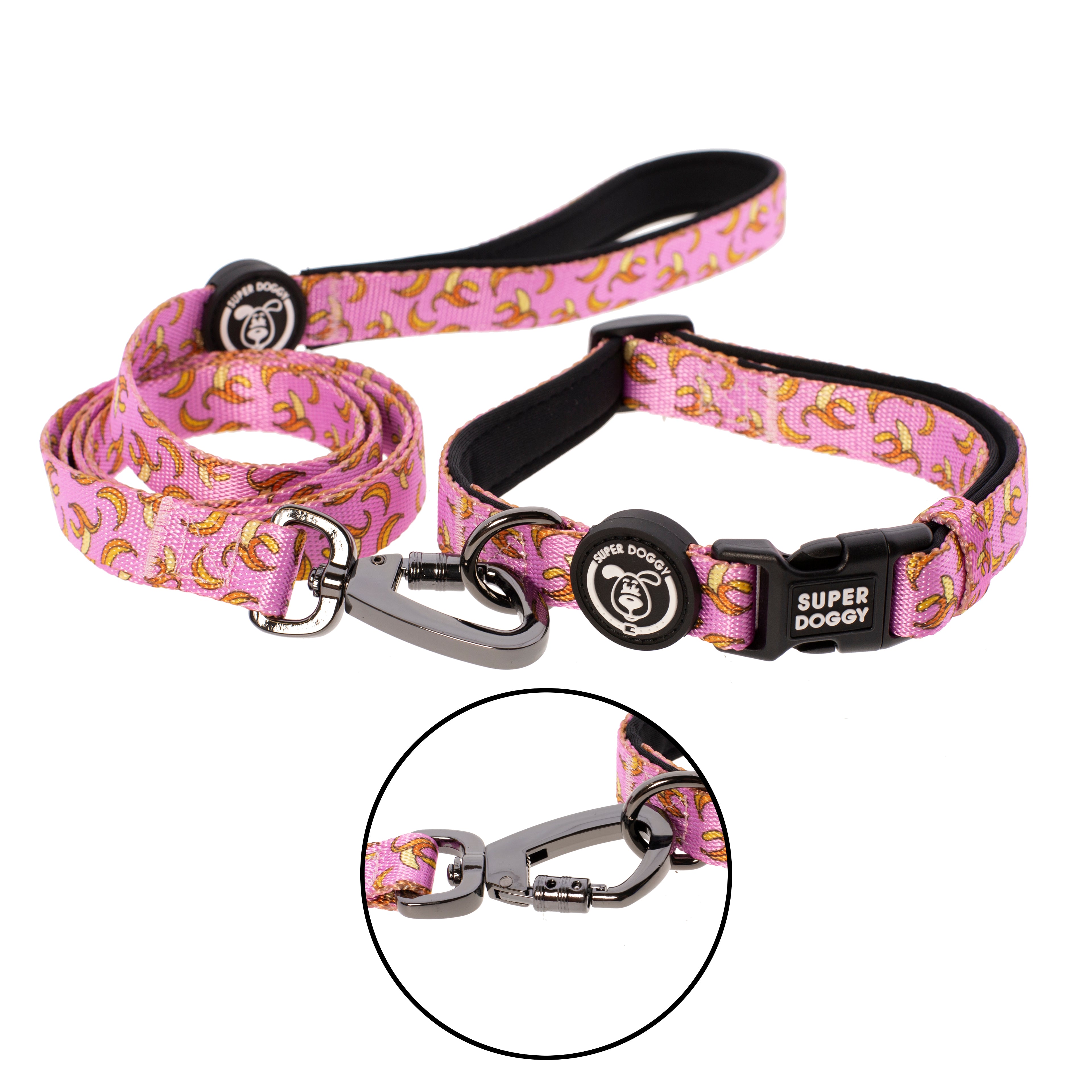 correa, collar, correas, collares, pink, bananas, rosado, arnes, personalizado, perros, accesorios, paseos, perro, super doggy