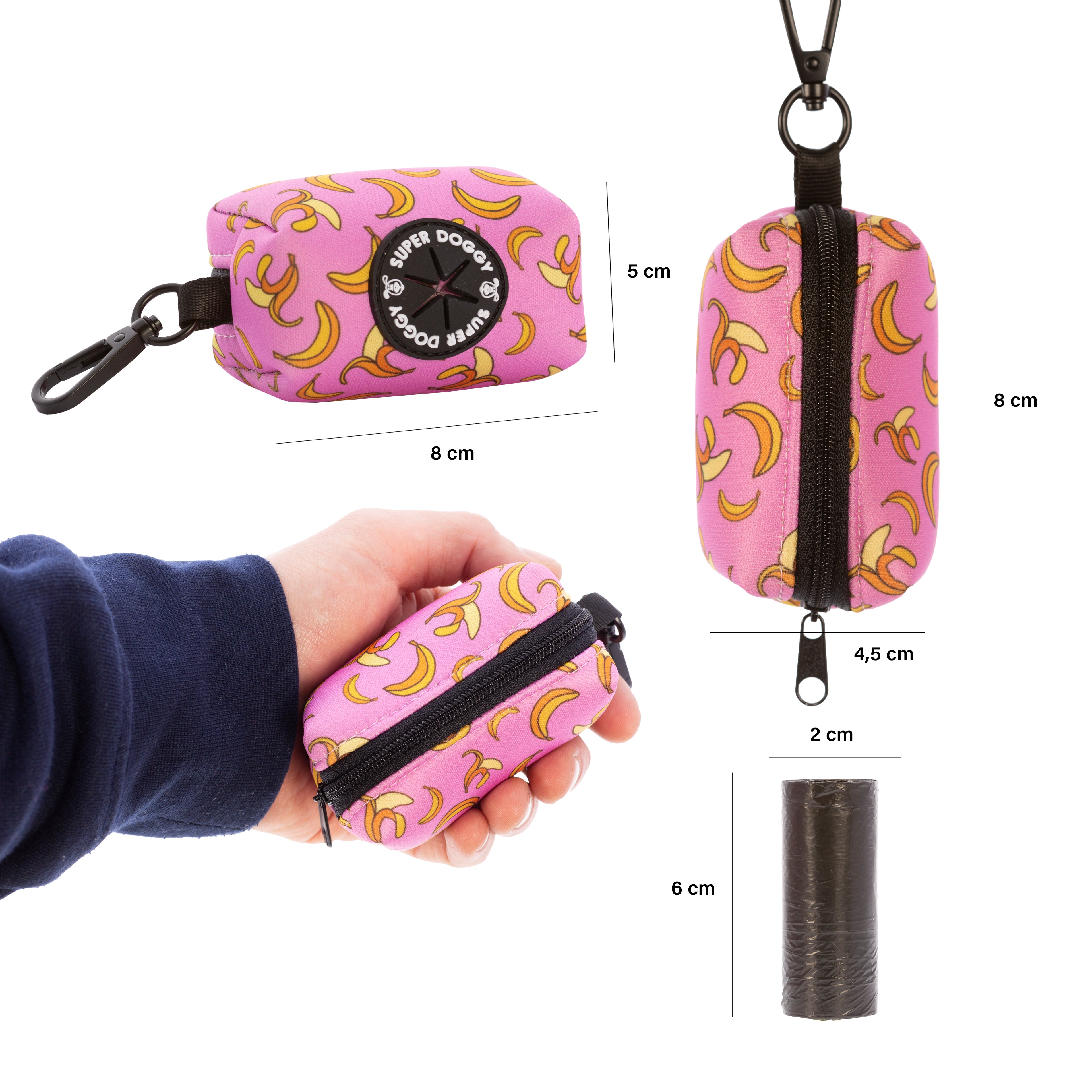 portabolsas, pink, bananas, rosado, arnes, personalizado, perros, accesorios, paseos, perro, super doggy