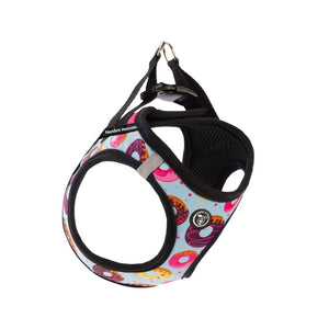perro-pequeno-con-arnes-personalizado-donuts
