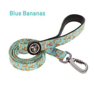 Preciosa correa para perro diseño Blue Bananas, de la marca española Super Doggy