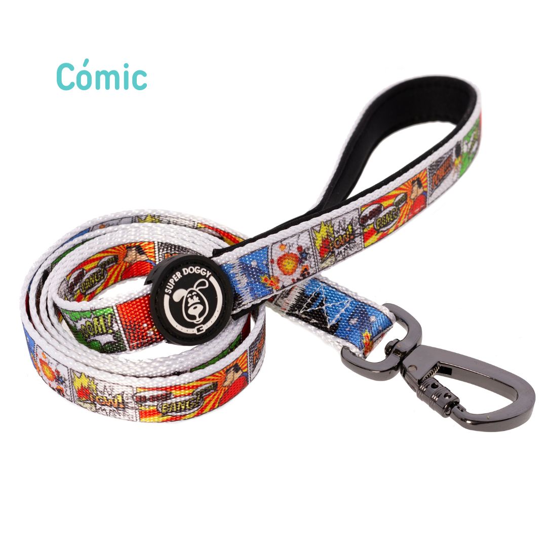 Preciosa correa para perro diseño Cómic, de la marca española Super Doggy
