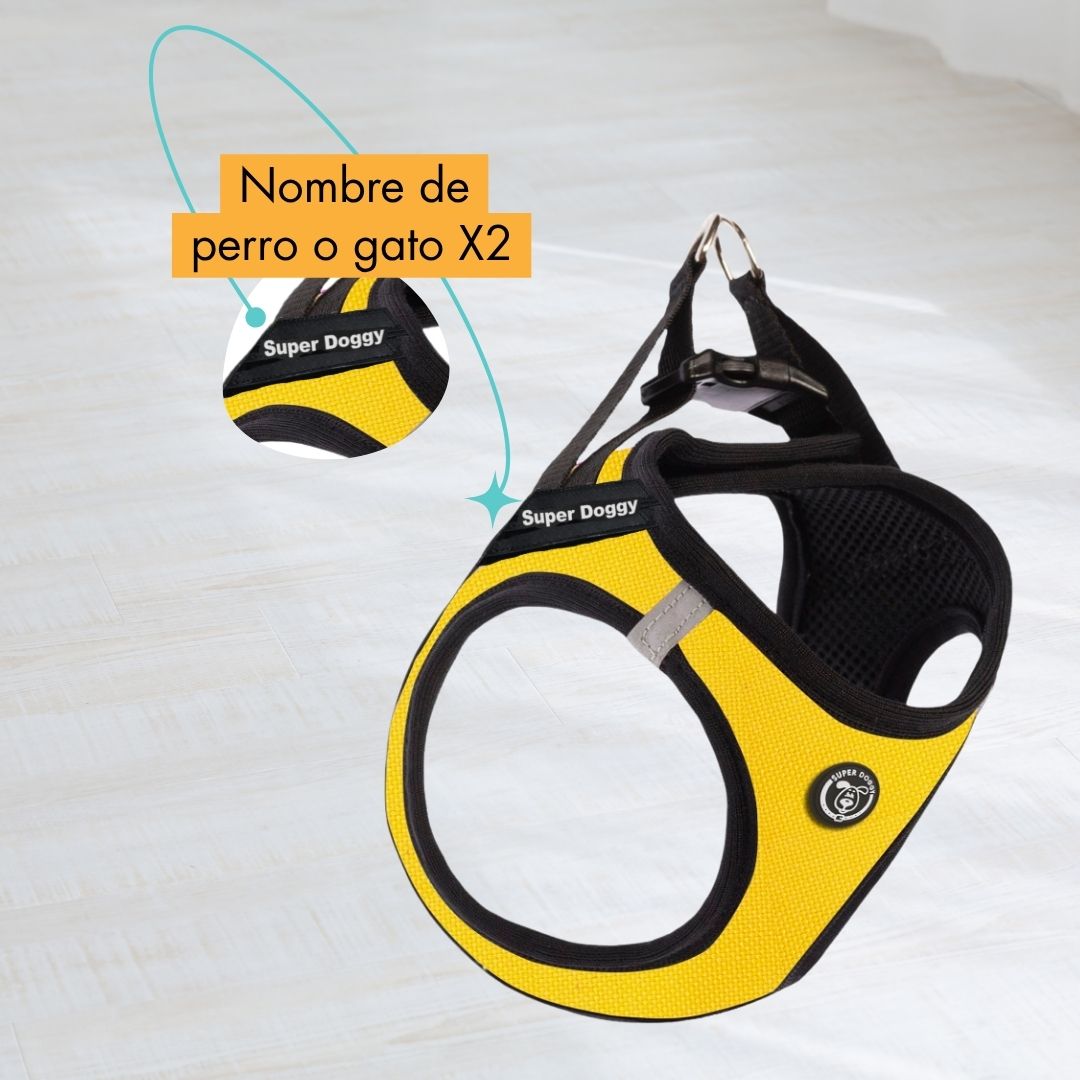 arneses, body, amarillo, yellow, arnes, personalizado, perros, gatos, gato, accesorios, paseos, perro, super doggy