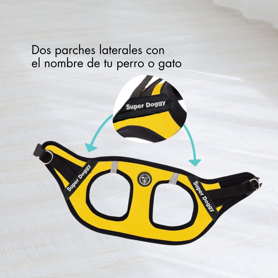 arneses, body, amarillo, yellow, arnes, personalizado, perros, gatos, gato, accesorios, paseos, perro, super doggy