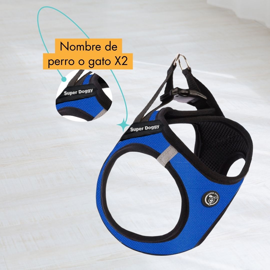 arneses, body, azul, blue, arnes, personalizado, perros, gatos, gato, accesorios, paseos, perro, super doggy