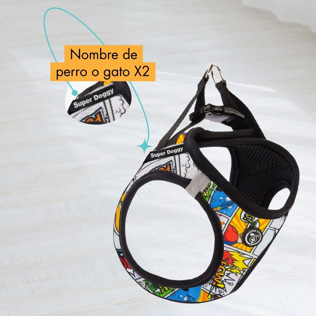 arneses, body, comic, superheroes, arnes, personalizado, perros, gatos, gato, accesorios, paseos, perro, super doggy