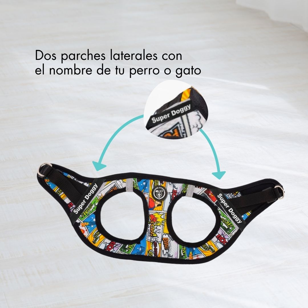 arneses, body, comic, superheroes, arnes, personalizado, perros, gatos, gato, accesorios, paseos, perro, super doggy