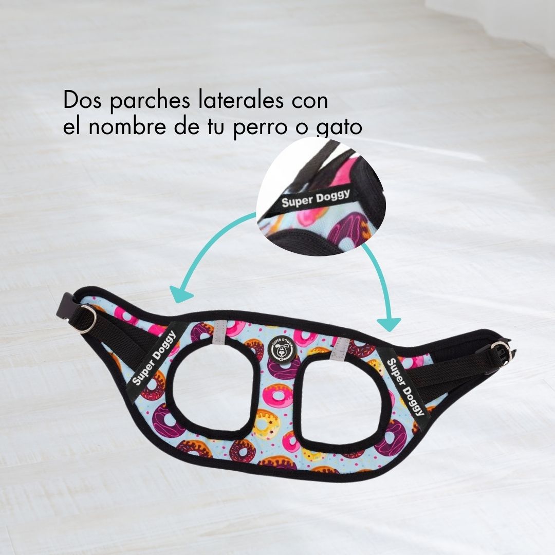arneses, body, donuts, donas, arnes, personalizado, perros, gatos, gato, accesorios, paseos, perro, super doggy