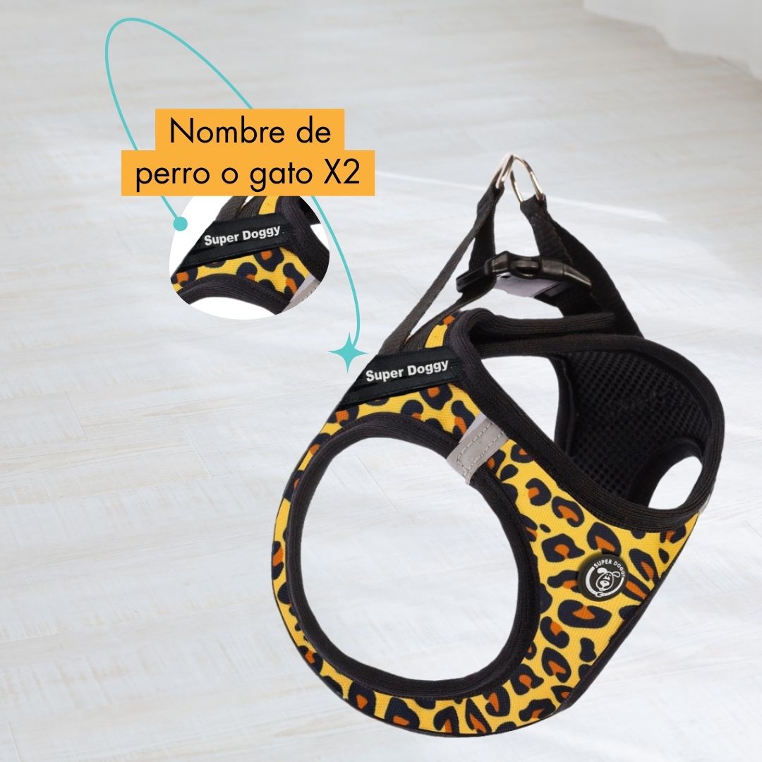 arneses, body, leopard, leopardo, arnes, personalizado, perros, gatos, gato, accesorios, paseos, perro, super doggy