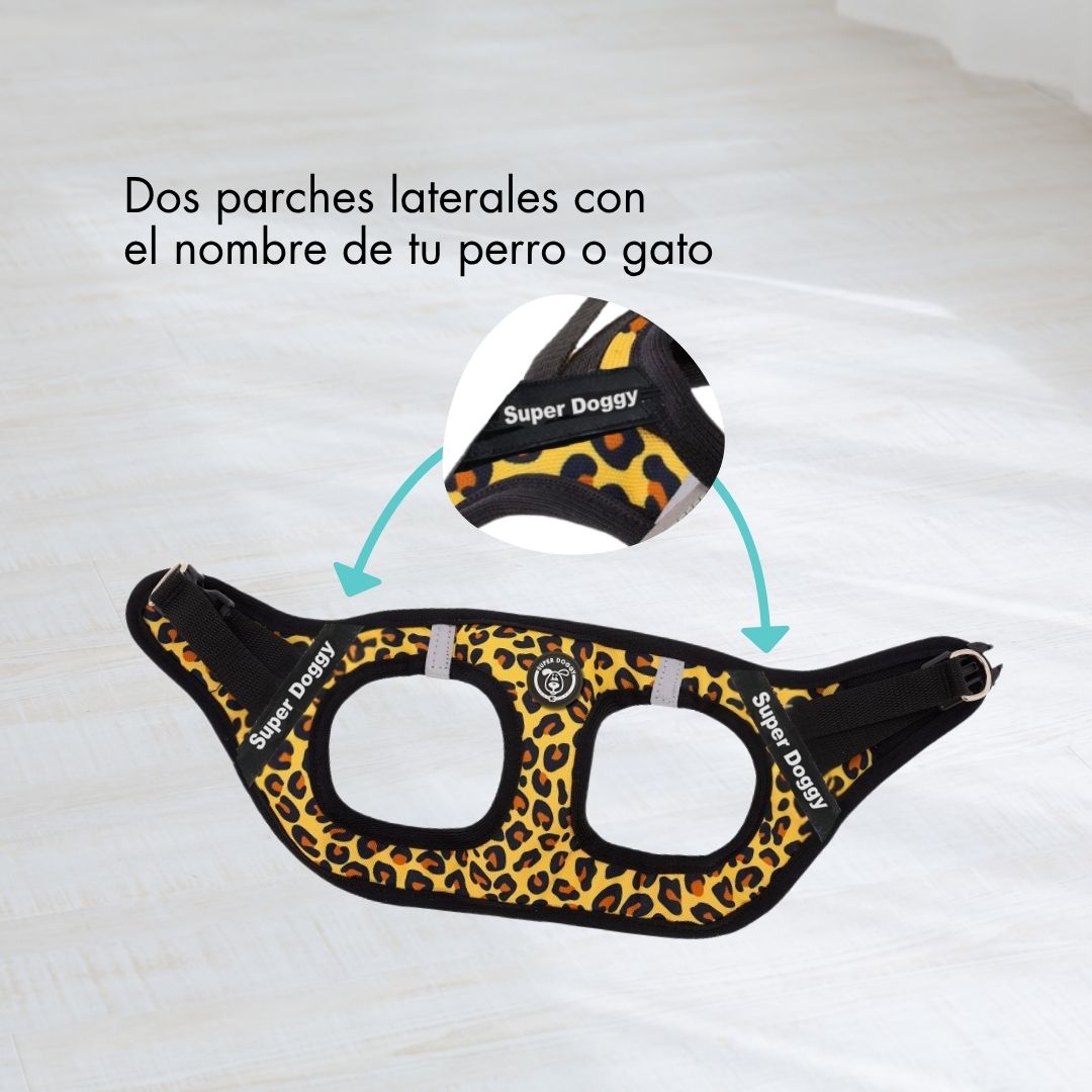 arneses, body, leopard, leopardo, arnes, personalizado, perros, gatos, gato, accesorios, paseos, perro, super doggy