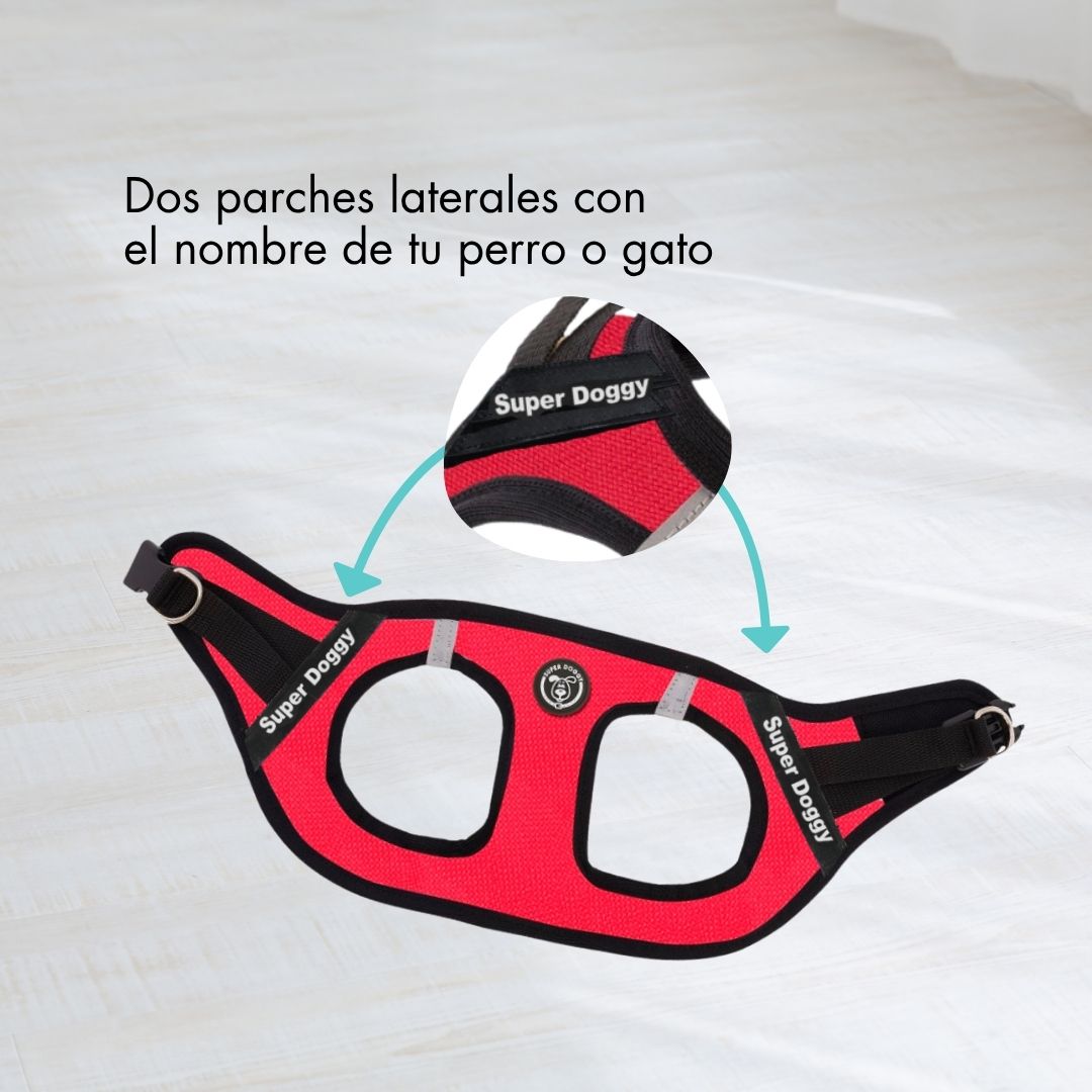 arneses, body, rojo, red, arnes, personalizado, perros, gatos, gato, accesorios, paseos, perro, super doggy