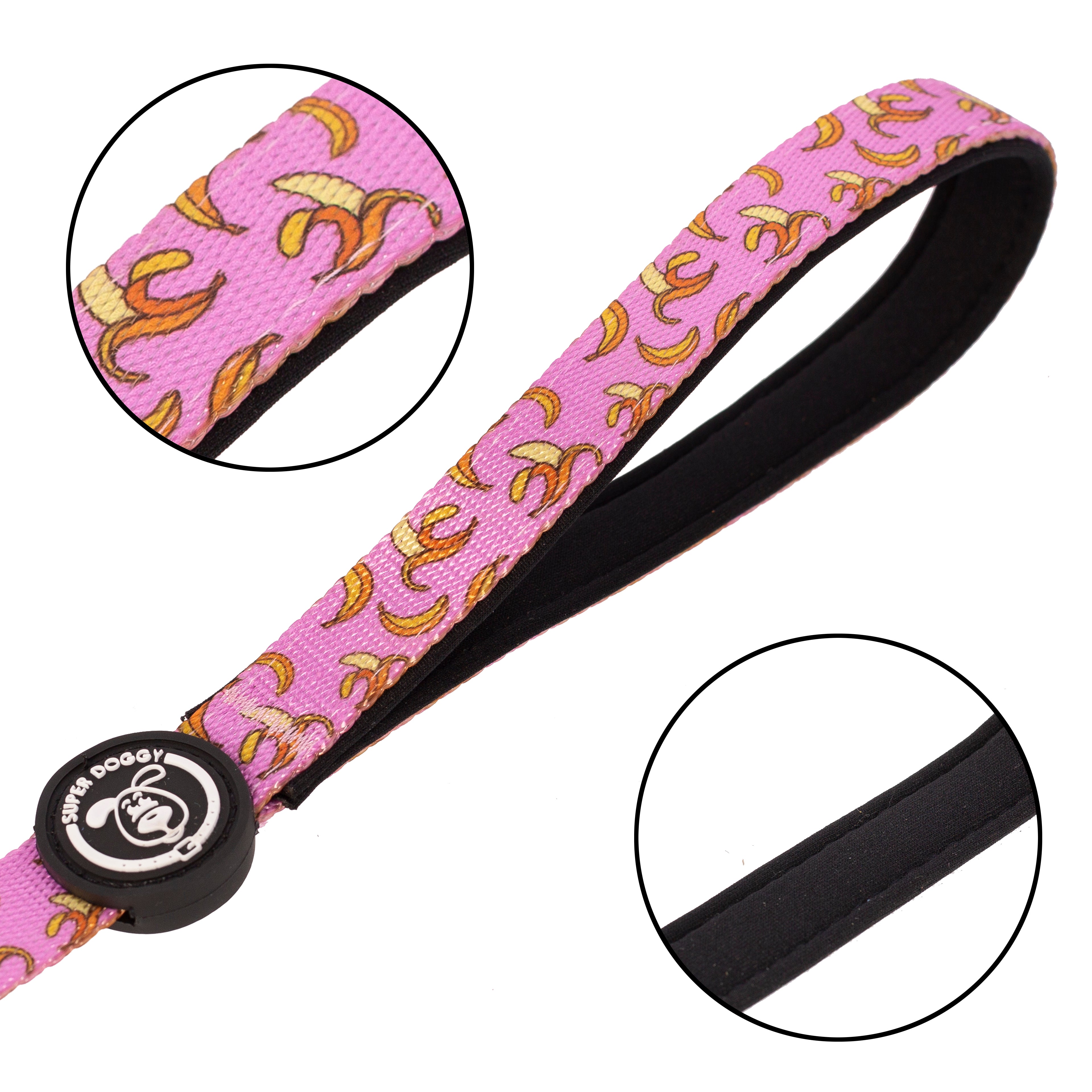 correa, pink, bananas, rosada, arnes, personalizado, perros, accesorios, paseos, perro, super doggy